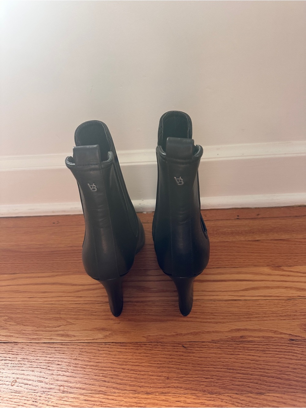Veronica Beard Black Leather Heeled Ankle Booties
